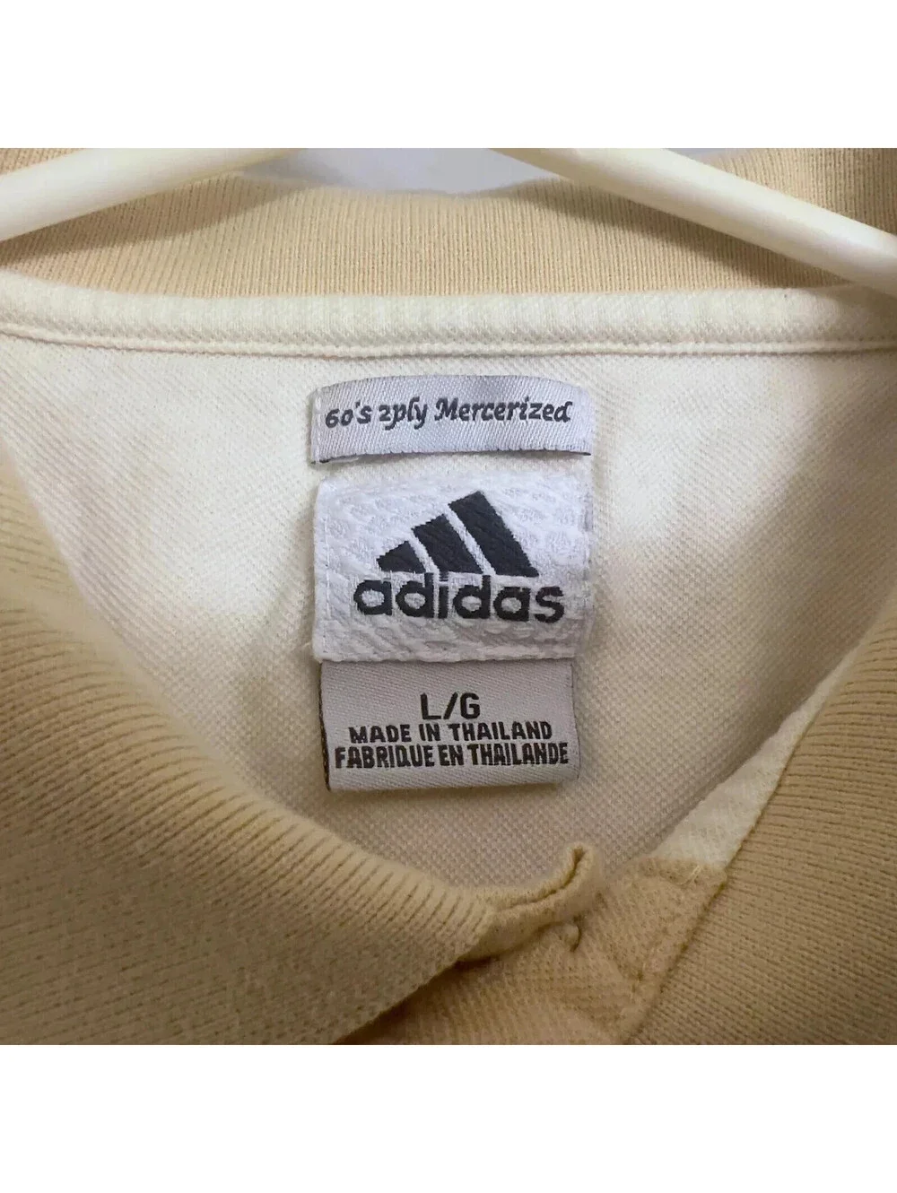 Adidas 60's 2 Ply Mercerized Polo Shirt Men's Large Yellow White Striped Escalon